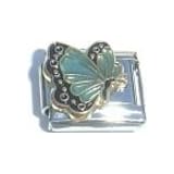 Clearly Charming March Aquamarine Color Butterfly Birthstone Insect Animal Italian Charm