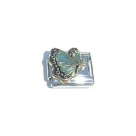 Clearly Charming March Aquamarine Color Butterfly Birthstone Insect Animal Italian Charm