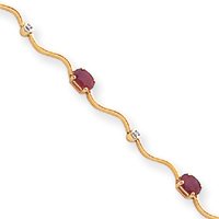 14k Diamond and Rubies Fancy Diamond Ruby Bracelet - 7 Inch - Lobster Claw by JewelryWeb