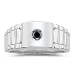 0.16 Ct Black Diamond Mens Rolex Ring in Silver