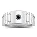 0.16 Ct Black Diamond Mens Rolex Ring in Silver