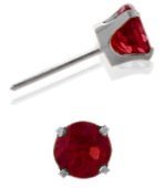 0.70Ct. Genuine 4mm Round Ruby 14 Karat White Gold Stud Earrings