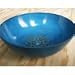 5 1/2 Inch Handcast Brass Om Mani Singing Bowl, Painted Blue
