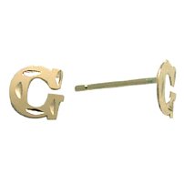 14K Yellow Gold Initial G Stud Earrings
