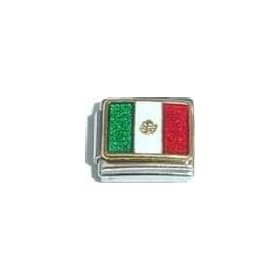 Clearly Charming Mexico Flag Italian Charm Bracelet Link
