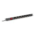 DIGITUS 48,3cm 19Zoll Steckdosenleiste 7fach mit Ein/Aus Schalter schwarz 16A 4000W Alu Profil