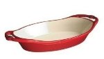 Lodge E2OC40 - Cast Iron Enamel Oval Casserole Dish, 2 quarts, Patriot Red