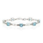 0.01 Ct Diamond and 6 Ct Aquamarine Bracelet in 14K White Gold by Mysolitaire