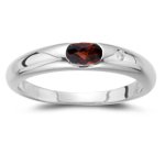 0.01 Cts Diamond & 0.25 Cts Garnet Ring in 14K White Gold