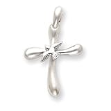Sterling Silver Freeform Cross with Dove Pendant with 20 Inch Sterling Silver Chain