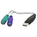 Sabrent SBT-PS2U USB to Dual 2-Port PS/2 Splitter Cable Converter