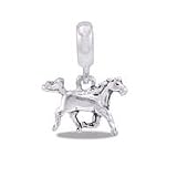 DaVinci Running Horse Dangle European/Memory Charm Double Sterling Layered Bead - Fits Pandora Bracelets