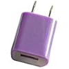 Purple Flat US Plug to USB Port AC Power Adapter for iPhone 4 4G 3G