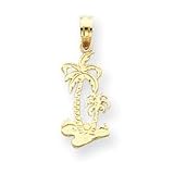 14k Double Palm Trees Pendant