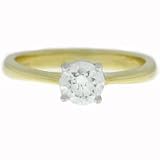 050ct Prong Set Round Brilliant Diamond Solitaire Engagement Ring In 18ct Yw Gold Ring Size L