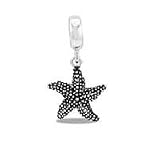 DaVinci Antique Silver Starfish Dangle European/Memory Charm Double Sterling Layered Bead - Fits Pandora Bracelets