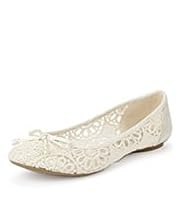 Bow Crochet Lace Ballerina Pumps