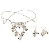 Necklace Earing Pair in Sterling Silver & Garnet Gemstones