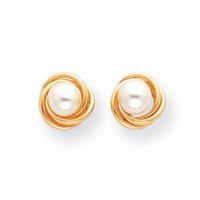 14k Medium Cultured Pearl Love Knot Earrings