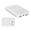 5000mA USB Powerbank , Energy to Go , Ersatzakku Notfallakku , Reserve Akku 2 x USB Anschlu� , mit integriertem Lithium-Akku f�r Handy , Notebook , MP3 Player , Smartphone , Navi , Navigationssystem , PDA , Blackberry und viele andere , �ber die beiden USB Anschl��e beliebig viele / verschiedene Ger�te anschlie�en. Ger�t inkl. USB Spiralkabel und 8 Adapter f�r iPhone , iPad , ipod , Nokia , micro USB , mini USB , Sony Ericsson , LG , Samsung , Motorola LED Statusanzeige , Ein/Ausschalter / 2 x USB Ausgang 1 x USB mini Eingang , Ger�t in wei�