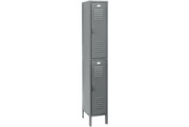 Penco Locker Double Tier 12x12x36 2 Doors Ready To Assemble Gray