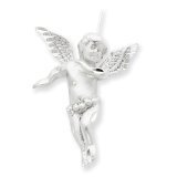 STERLING SILVER SATIN & DIAMOND CUT 25X30MM CHERUB ANGEL PIN