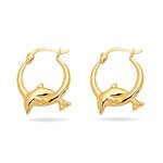 Dolphin Hoop Earrings in 14K Yellow Gold
