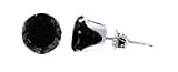 3 MM Round Black Cubic Zirconia .925 Sterling Silver Post Friction Back Stud Earrings