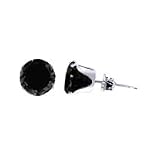 Sterling Silver 3 MM Round Black Cubic Zirconia Stud Post Friction Back Earrings