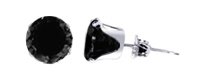 Sterling Silver 2.5 MM Round Black Cubic Zirconia Stud Earrings