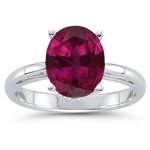 0.91 Cts Ruby Solitaire Ring in 18K White Gold