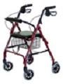 Deluxe Rollator w/dual brakes, Ultra-Lite w/four-wheels- Hi- Tech Aluminum with Basket and Padded Seat 300LB CAPACITY