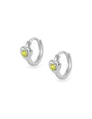 Kids Silver Heart November Birthstone Huggie Hoop Earrings For Girls