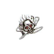 Toe Ring - Sterling Silver Antiqued Swarovski Crystal Skull Toe Ring
