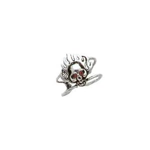 Toe Ring - Sterling Silver Antiqued Swarovski Crystal Skull Toe Ring