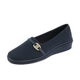 Grasshoppers Jenna | Ladies Slip on Shoes Navy Stretch Microfiber by Grasshoppers