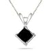 3.00 Cts VS Princess Cut Black Diamond Solitaire Pendant in 18K White Gold