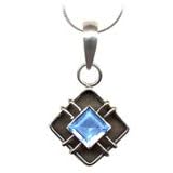 Sterling Silver Square-cut 1.7 Ct. Blue Topaz Pendant Necklace, 16 Inch Chain