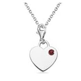 0.12 Cts Garnet Solitaire Multi-Purpose Heart Charm Pendant in Silver