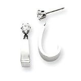 14k White Gold J Hoop Jacket CZ Earrings - JewelryWeb
