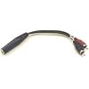 HOSA STEREO 1/4" PHONE (F) - TWO RCA (M)  (1-TIP AND 1-RING), 6 in.