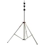 Photogenic 8' Air Cushioned, Heavy Duty Lightstand with 5/8 Mounting Stud, 4 Section with 3 Risers, Chrome.