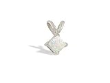 14K White Gold Genuine Square Opal Pendant