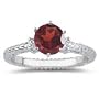 0.10 cts Diamond & 1.25 Cts Garnet Ring in 18K White Gold-9.0