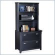 Kathy Ireland Home by Martin Furniture Tribeca Loft 2 Drawer Lateral Wood File Storage Cabinet with Hutch in Black
