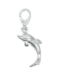 Genuine Zable (TM) Product. 925 Sterling Silver Dolphin Clip-on Bead Charm. 100% Satisfaction Guaranteed.