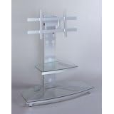 Glossy Silver Flat Panel TV and Component Stand