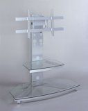 Glossy Silver Flat Panel TV and Component Stand