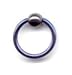 Titanium Ball Closure Ring in Dark Blue with Hematite Bead 16 gauge by 7/16