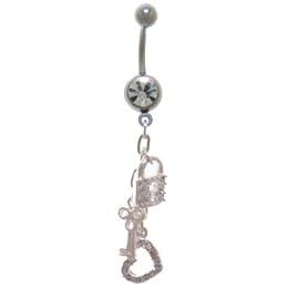 Lock & Key & Heart Belly Button Ring Dangle by 